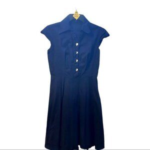 Denim Style Dress Lightweight Size Large Front Heart Buttons Summer Cap Sleeve